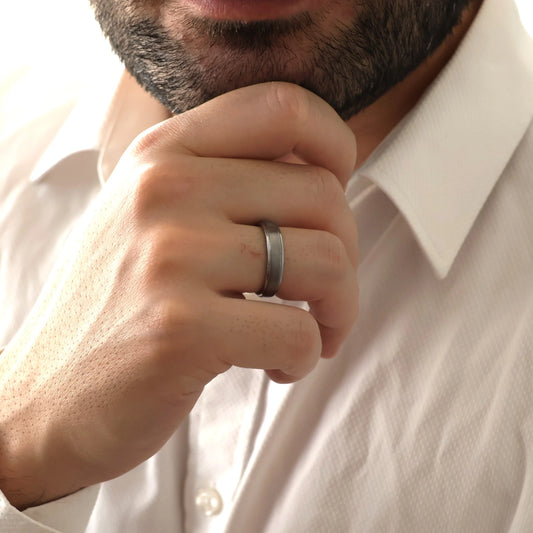 Men's 5mm brushed silver tungsten wedding band