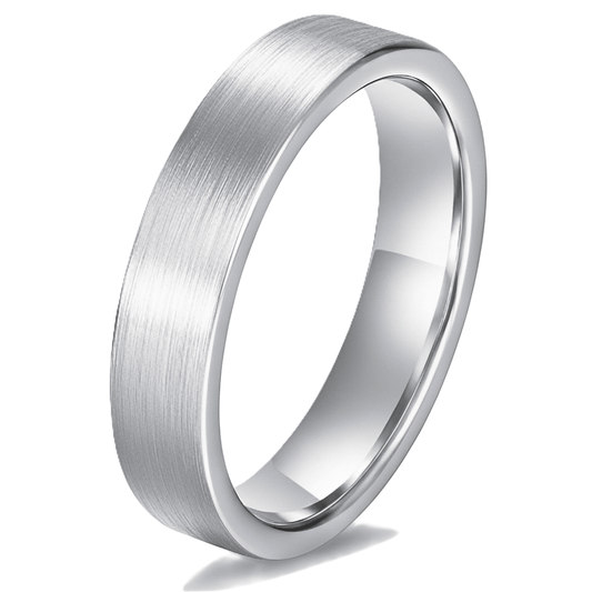 mens brushed silver wedding flat wedding band