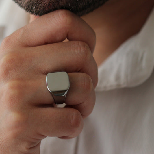 mens silver signet ring