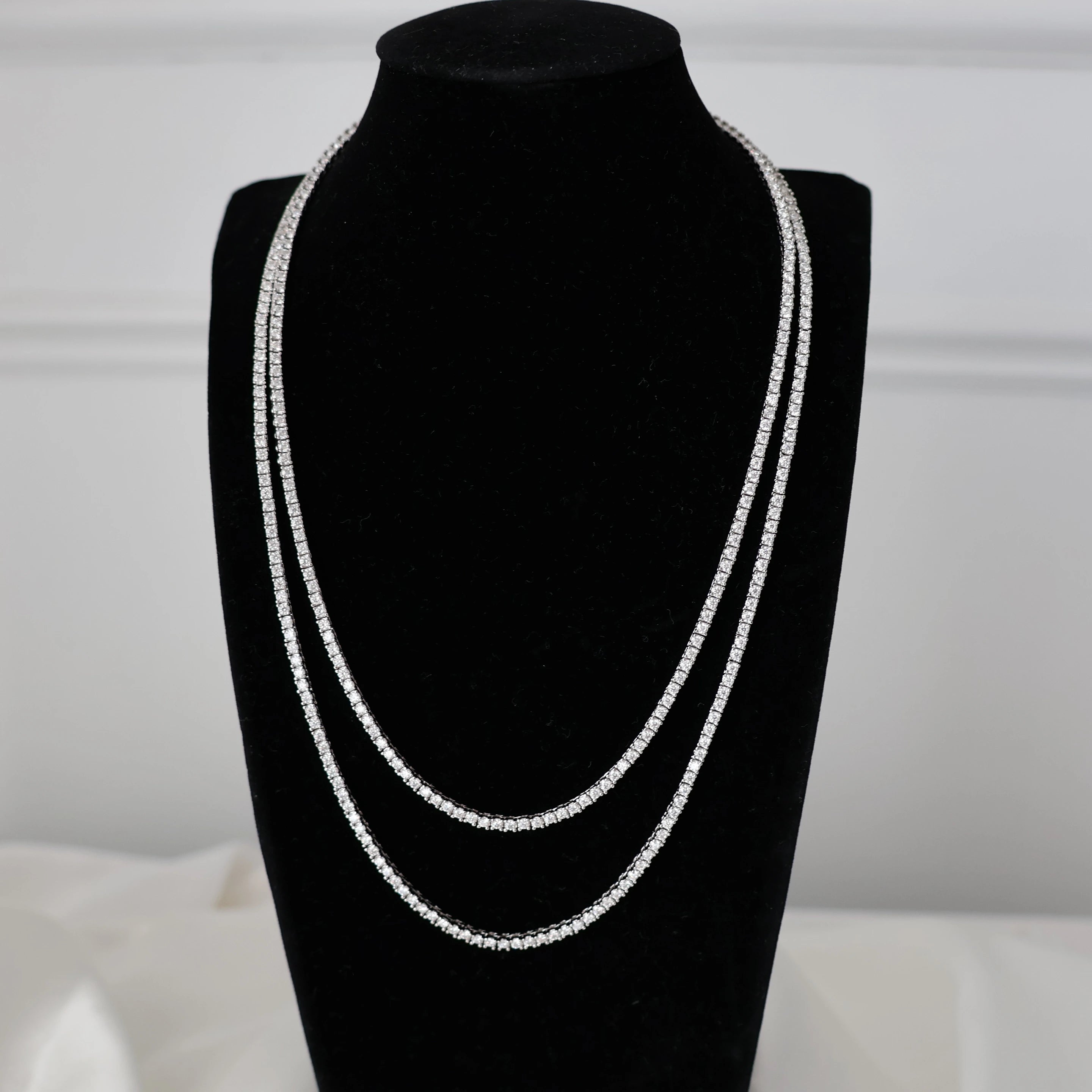 moissanite tennis necklace 3mm silver