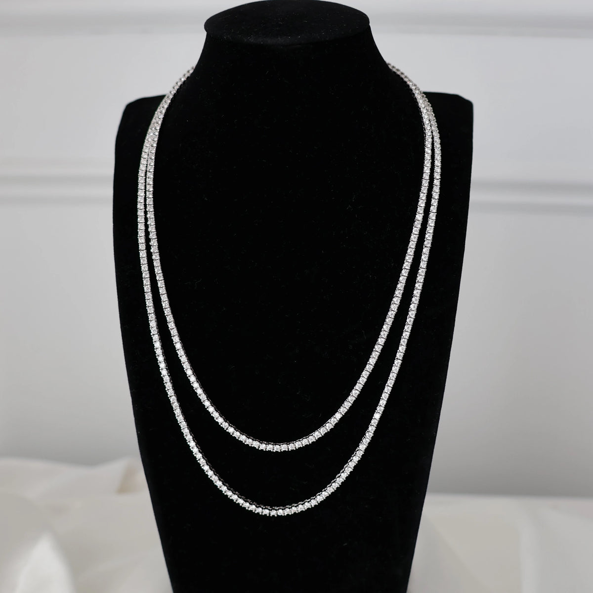 moissanite tennis necklace 3mm silver