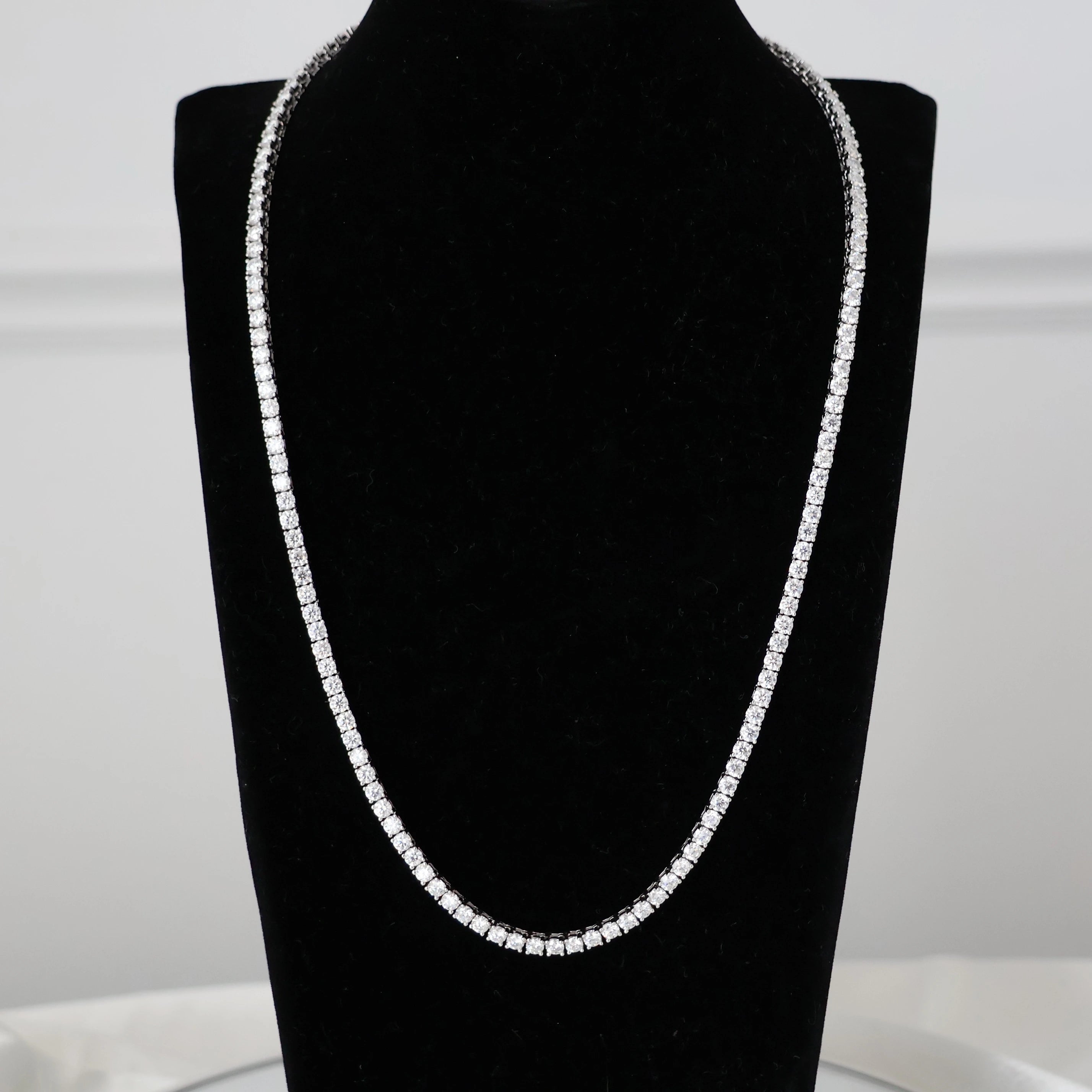 moissanite tennis necklace 3mm width in 925 silver