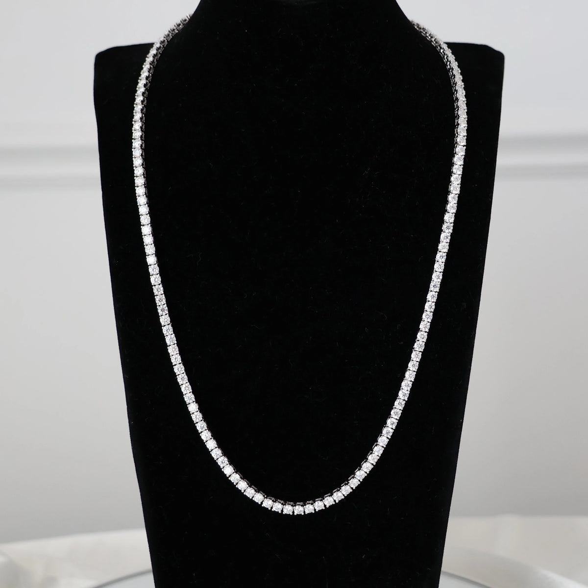 moissanite tennis necklace 3mm width in 925 silver