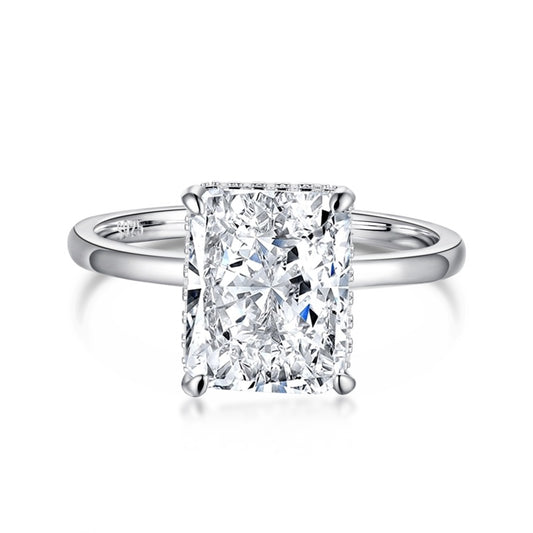 4 carat radiant cut ring in silver