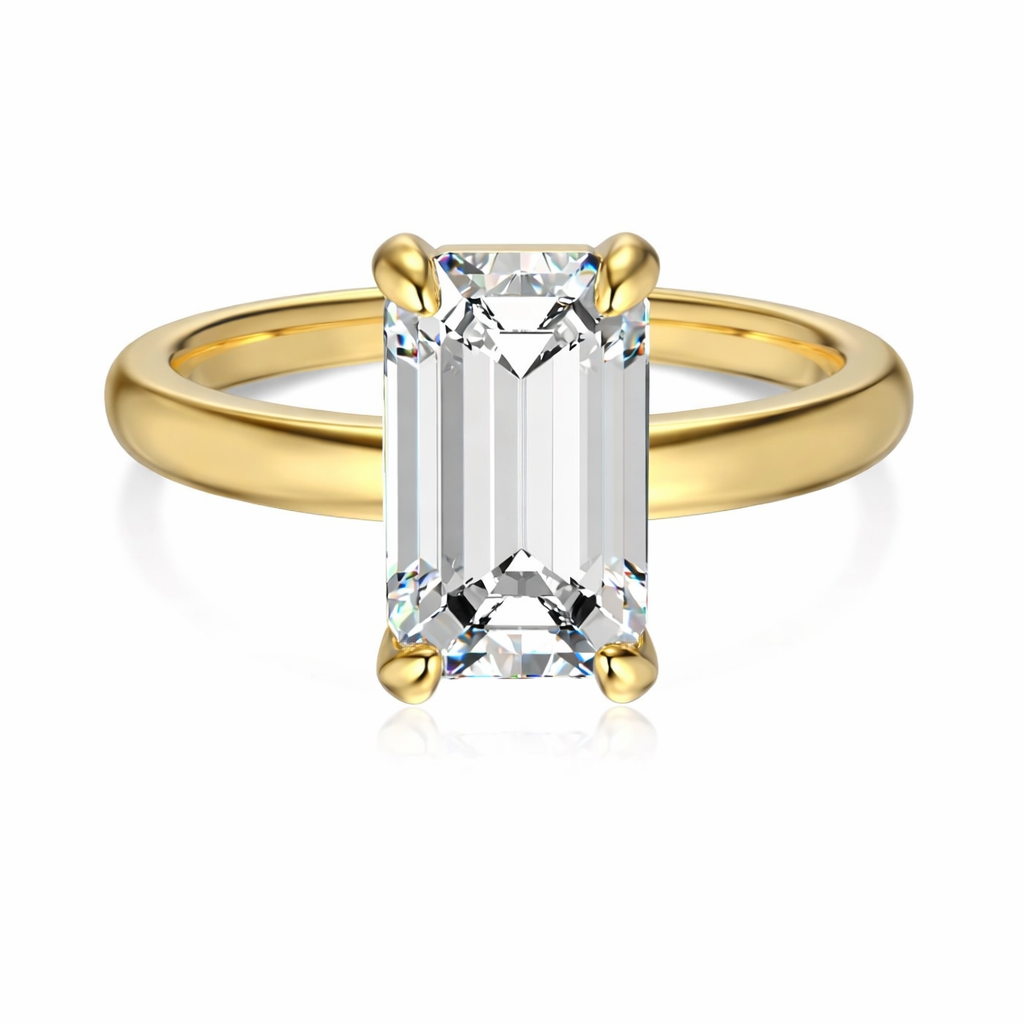 3 carat emerald solitaire gold ring