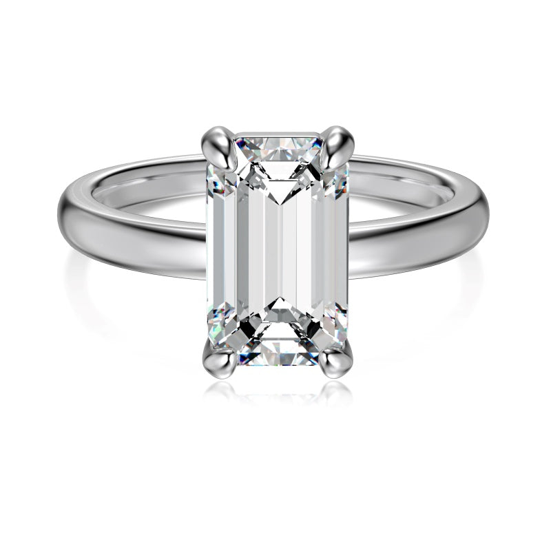 3 carat emerald silver plain band ring
