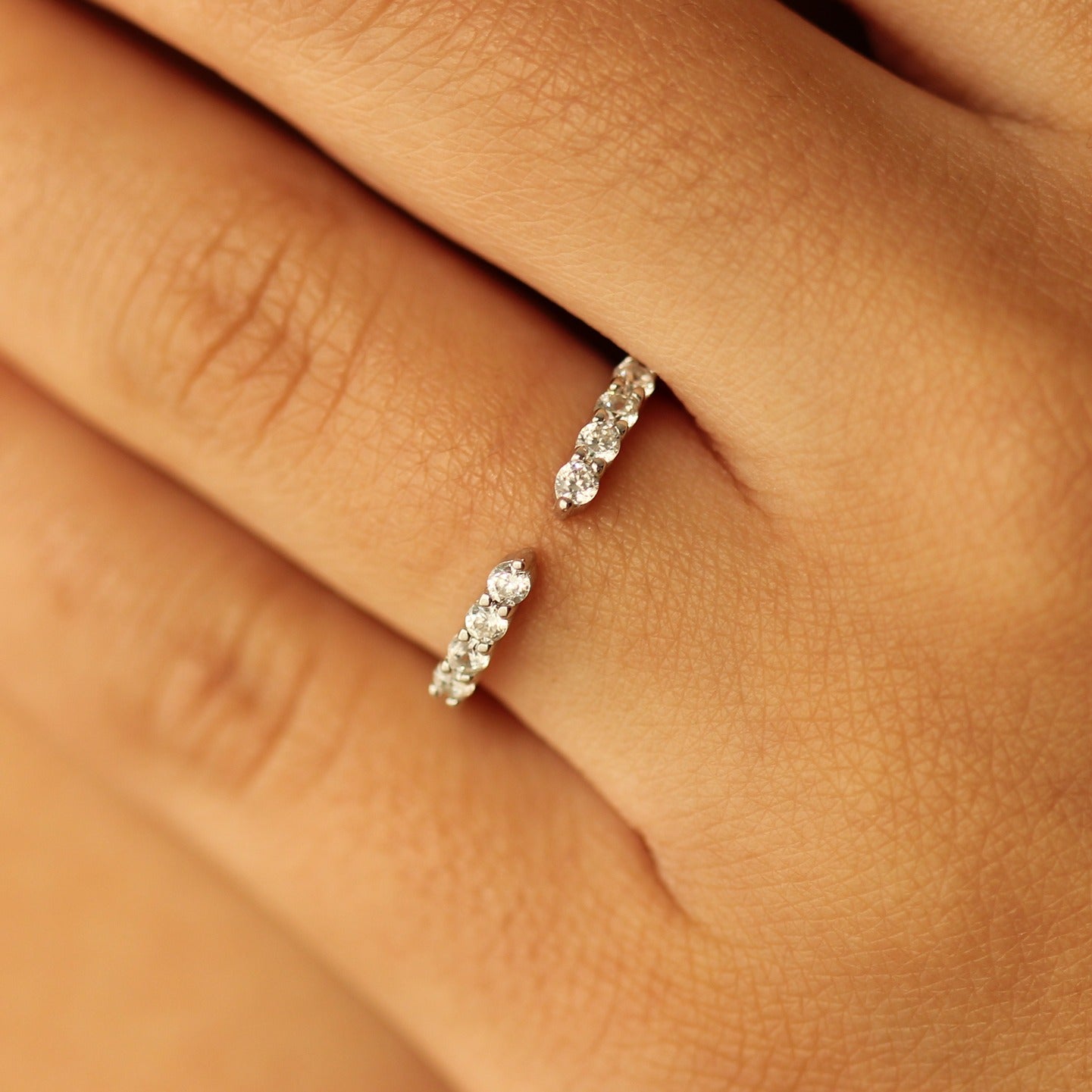adjustable open wedding band in silver