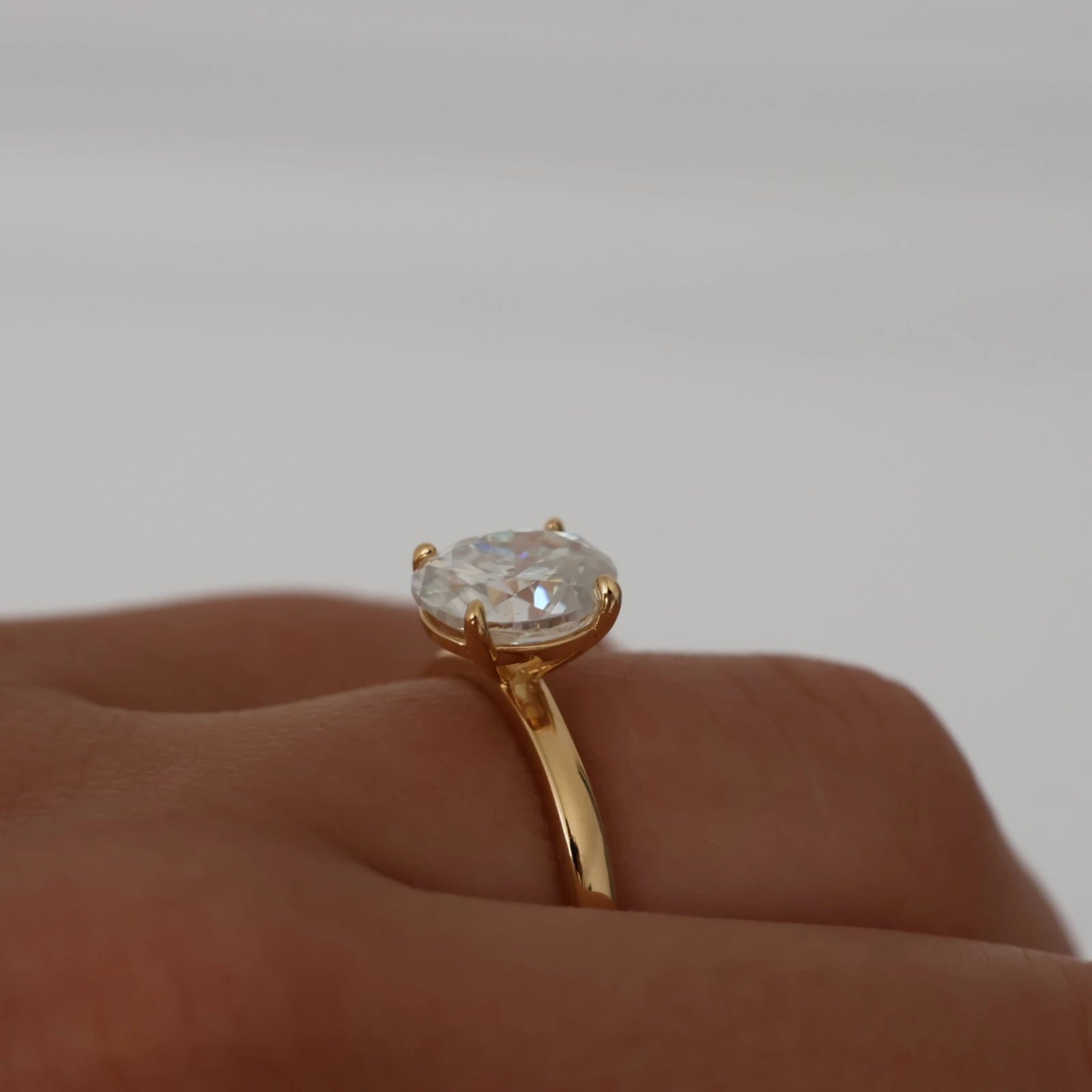 2 ct oval moissanite solitaire ring in 14k gold filled