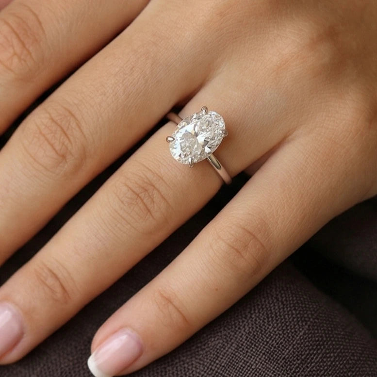 3.5 carat elongated oval cz solitaire ring