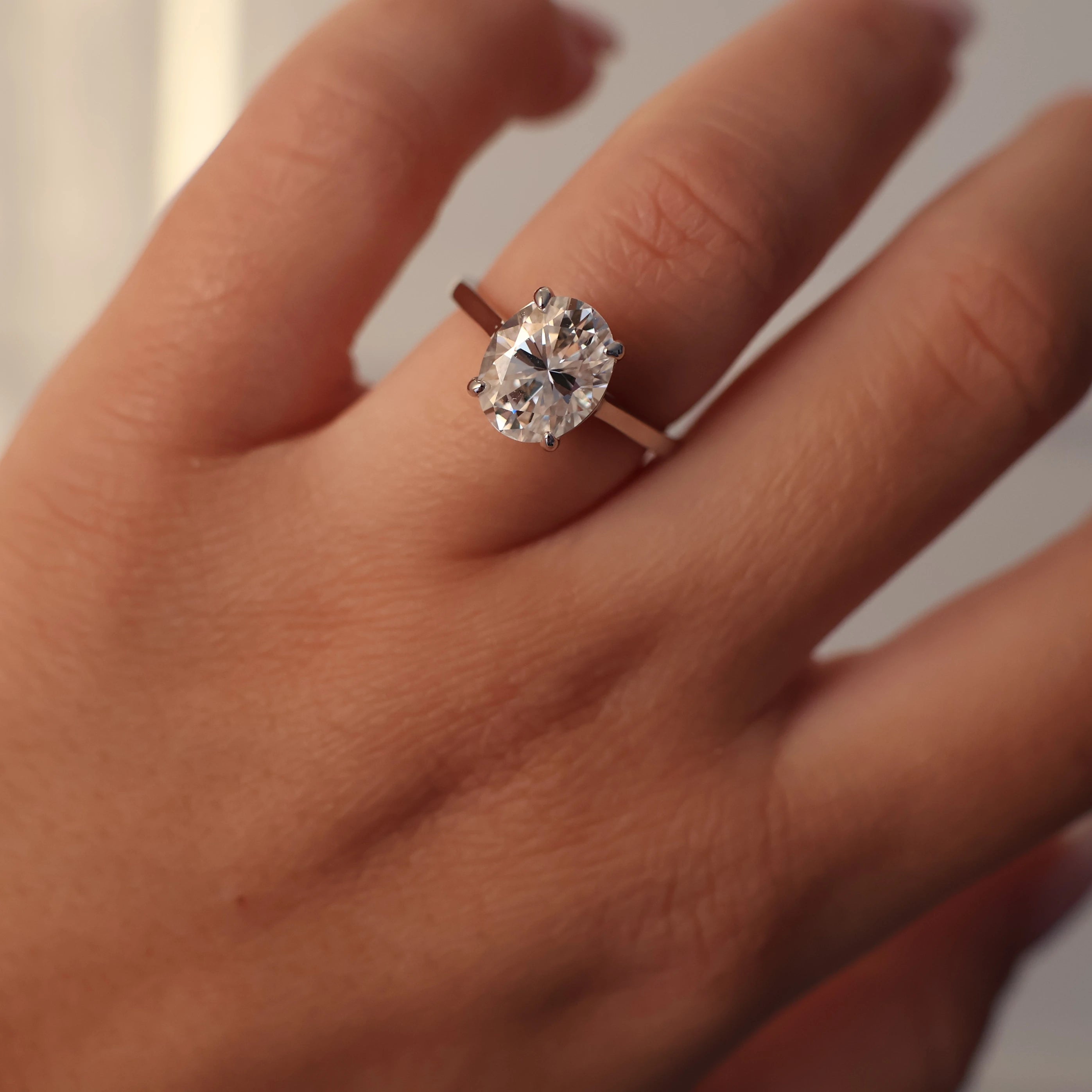 Oval cut 3ct moissanite ring set in 925 silver