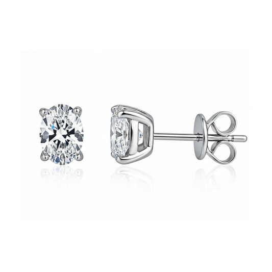 oval moissanite stud earrings 1TCW 925 Silver 