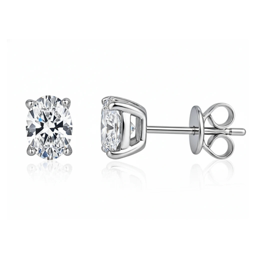 2 carat oval moissanite stud earrings