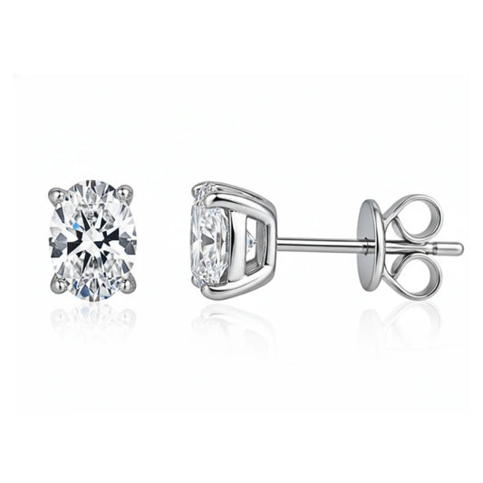 2 carat oval moissanite stud earrings