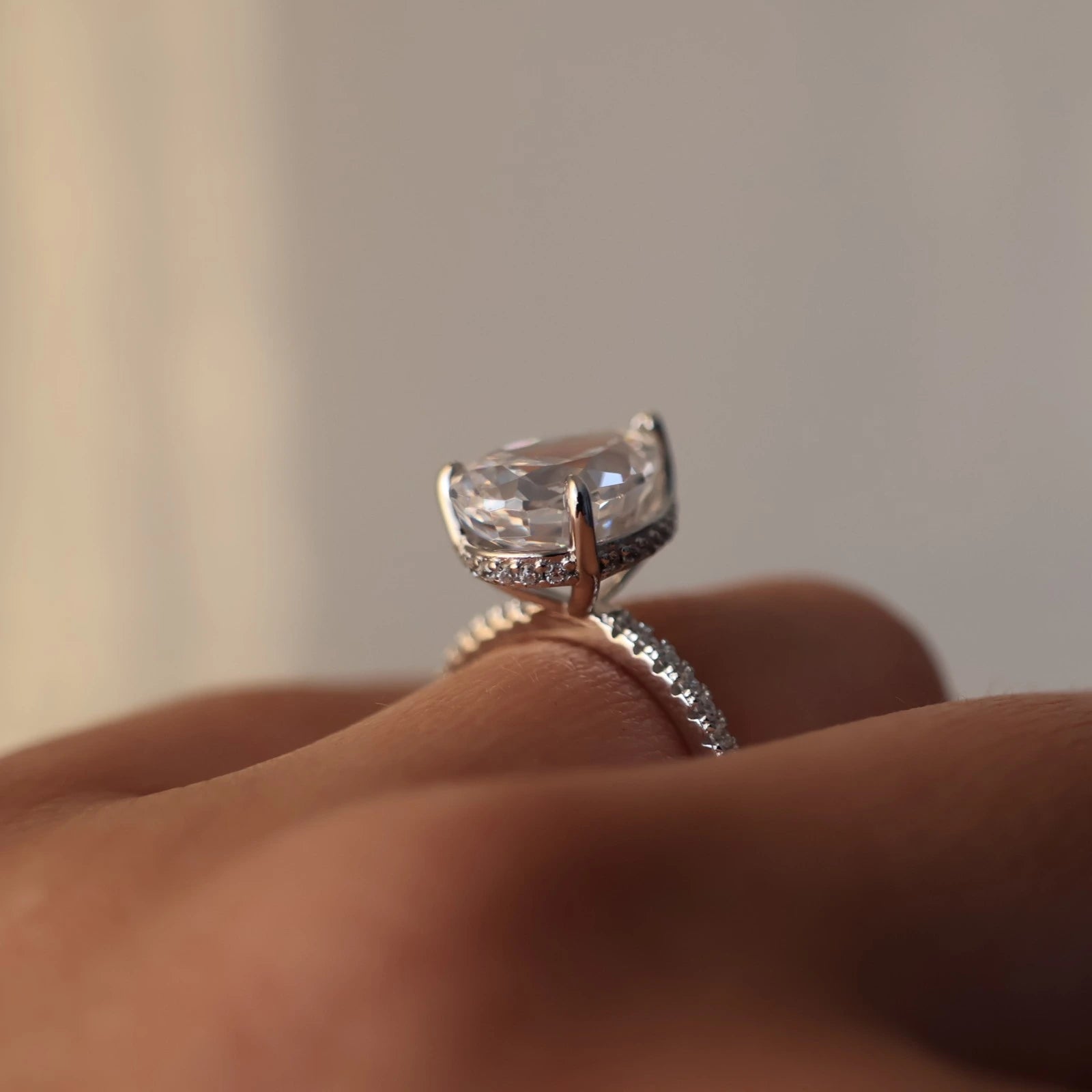 Silver pear cut 3ct cubic zirconia pavé ring