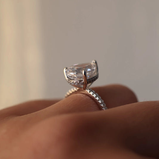 Silver pear cut 3ct cubic zirconia pavé ring