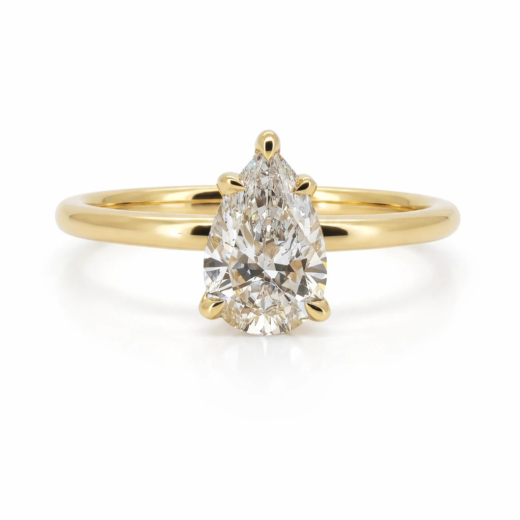 Pear cut lab grown diamond engagement ring