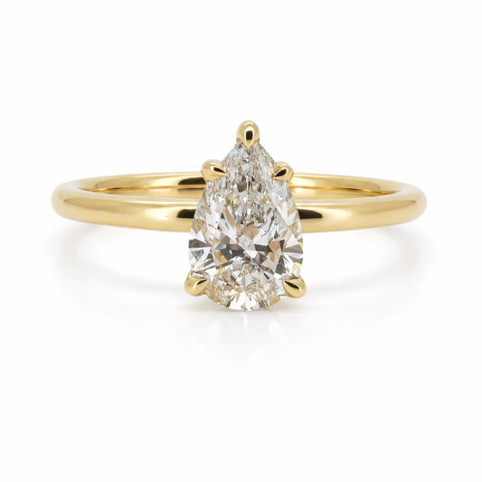 Pear cut lab grown diamond engagement ring