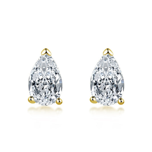 pear cut stud earrings with gold plating