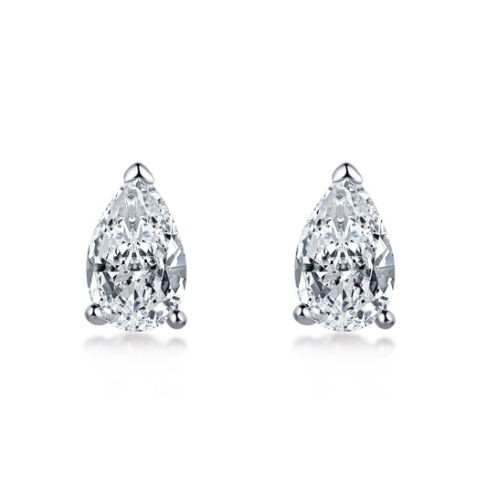 pear cut stud earrings in silver