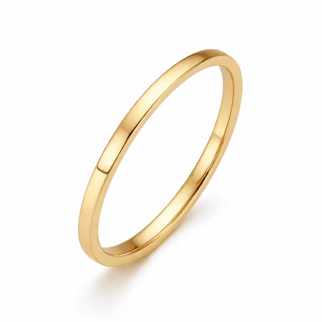 polished gold flat wedding band 2mm