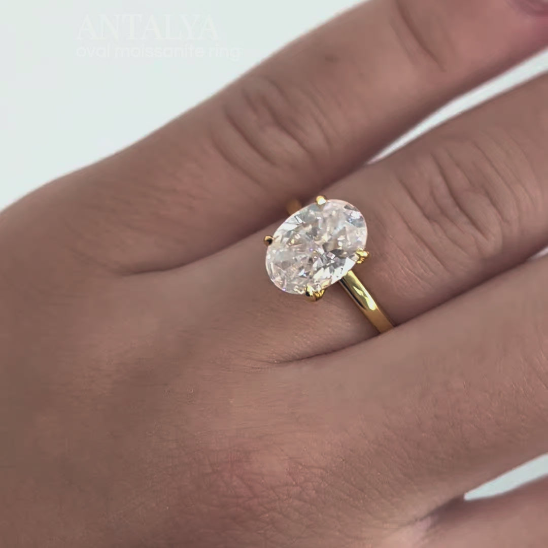 4ct oval moissanite ring on hand video