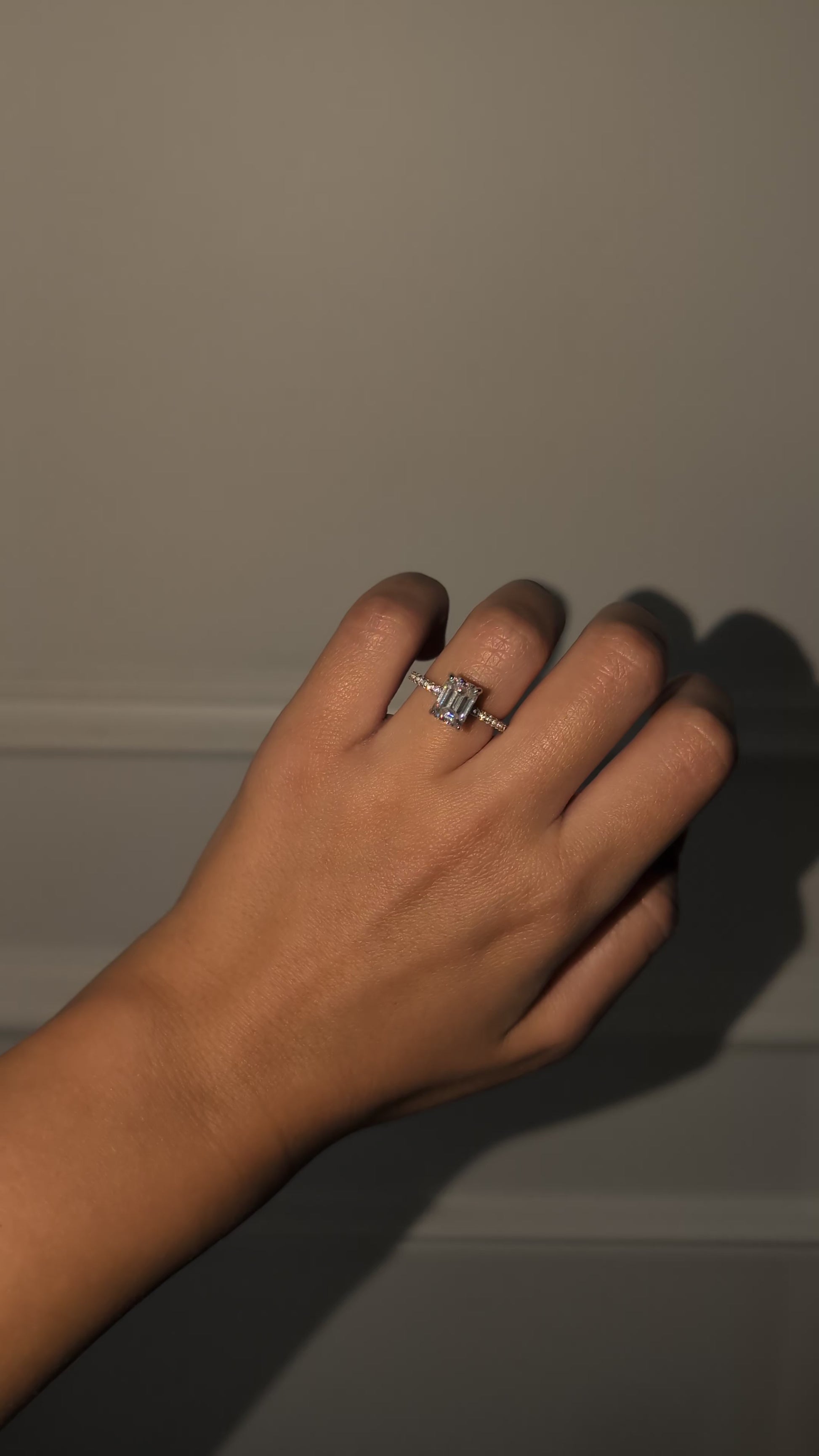 Emerald cut moissanite ring video