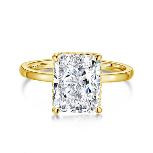 radiant cut gold ring with 4 carat centre stone