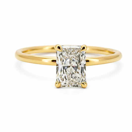 Radiant cut lab grown diamond engagement ring