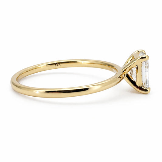 radiant cut solitaire lab grown diamond engagement ring in 18k solid gold