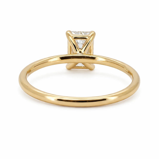 Radiant cut solitaire lab grown diamond engagement ring