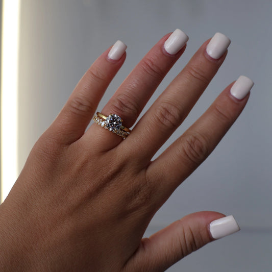 Round cut 2 carat hidden halo ring with 14k gold plating