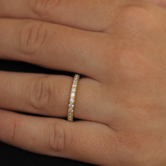 2mm 14k gold plated full eternity ring with round cut stones