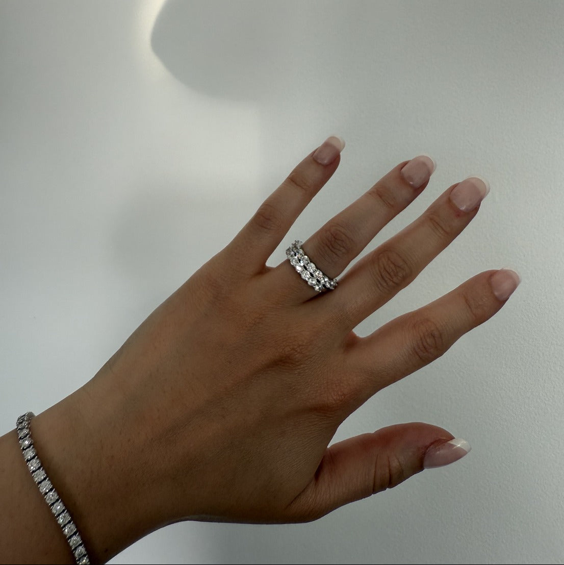 3mm silver full round eternity wedding band