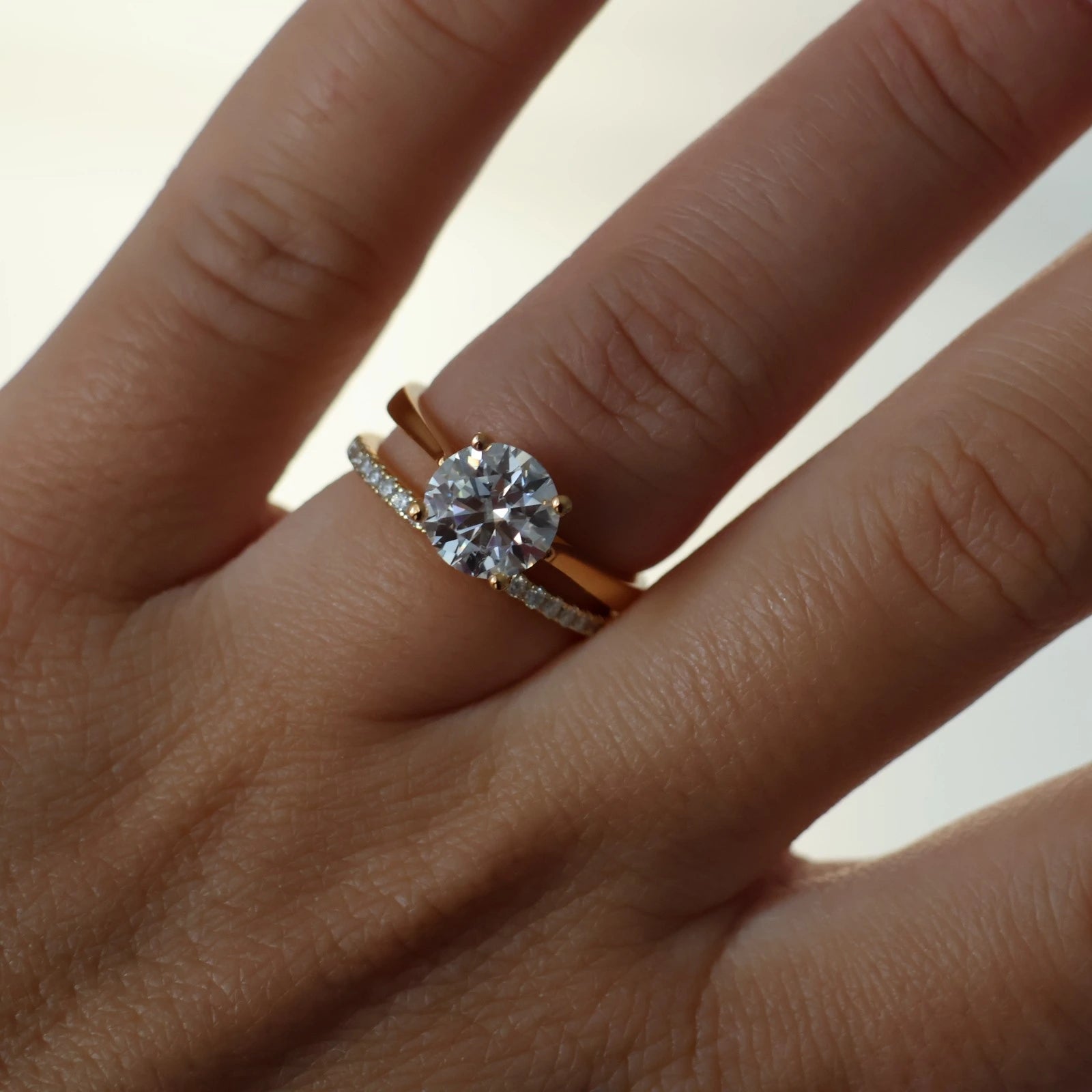 Round moissanite solitaire ring in 14K gold filled with 2 carat center stone