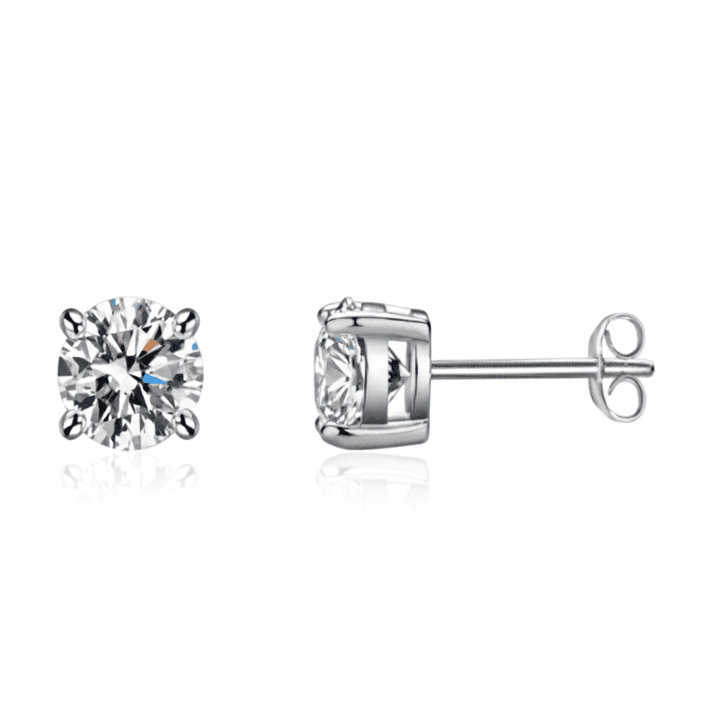 round moissanite stud earrings 1TCW