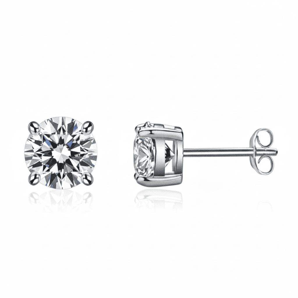 round moissanite stud earrings 2TCW 925 silver