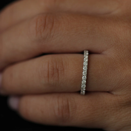 Scalloped pavé moissanite eternity band 2mm width