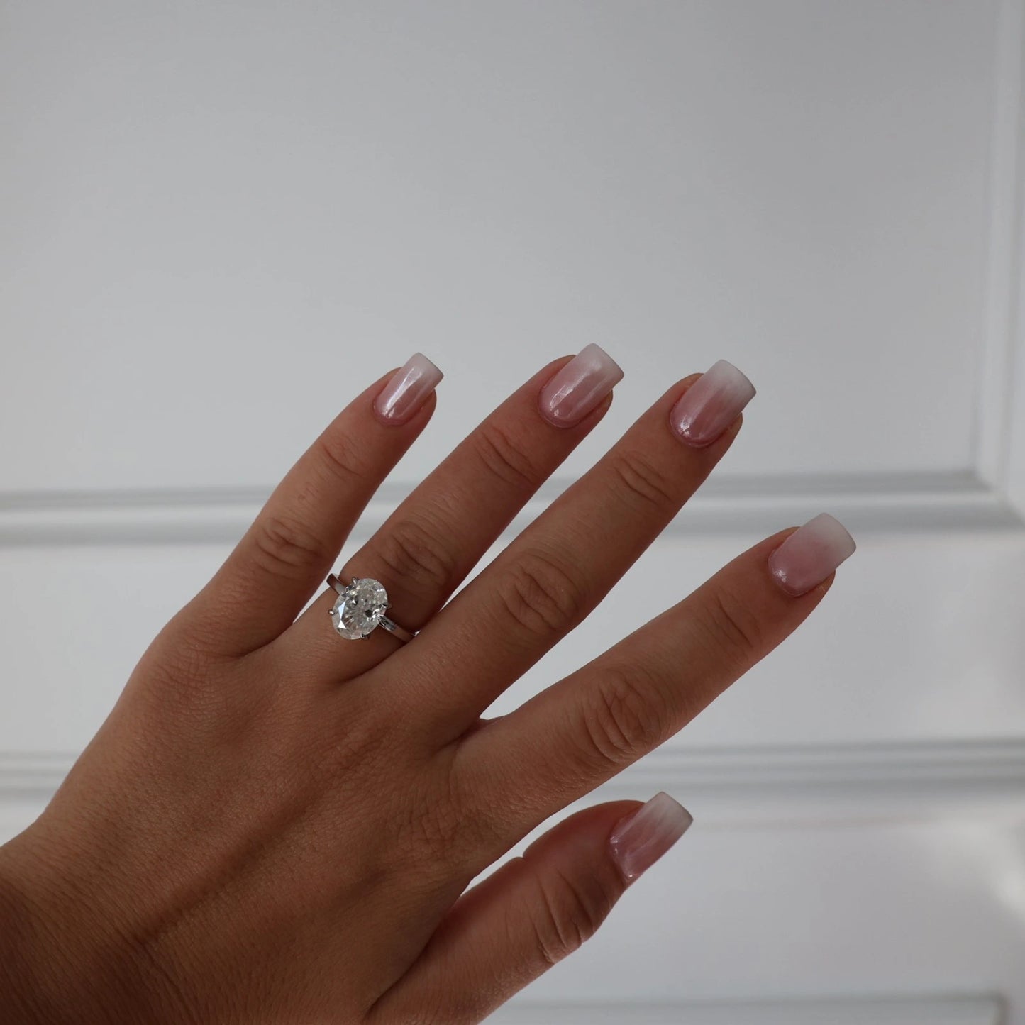 4ct silver oval moissanite solitaire engagement ring