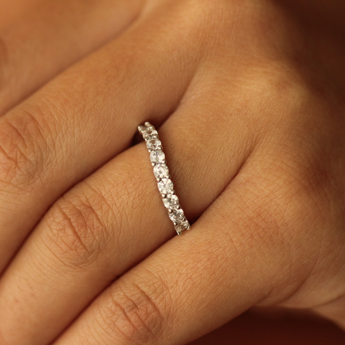 silver curved wedding band