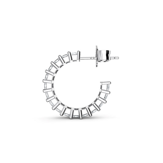 Silver emerald cut hoop earrings