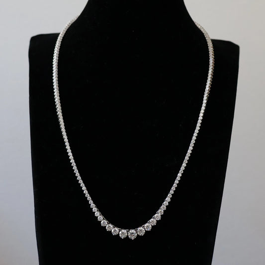 silver graduated moissanite tennis necklace