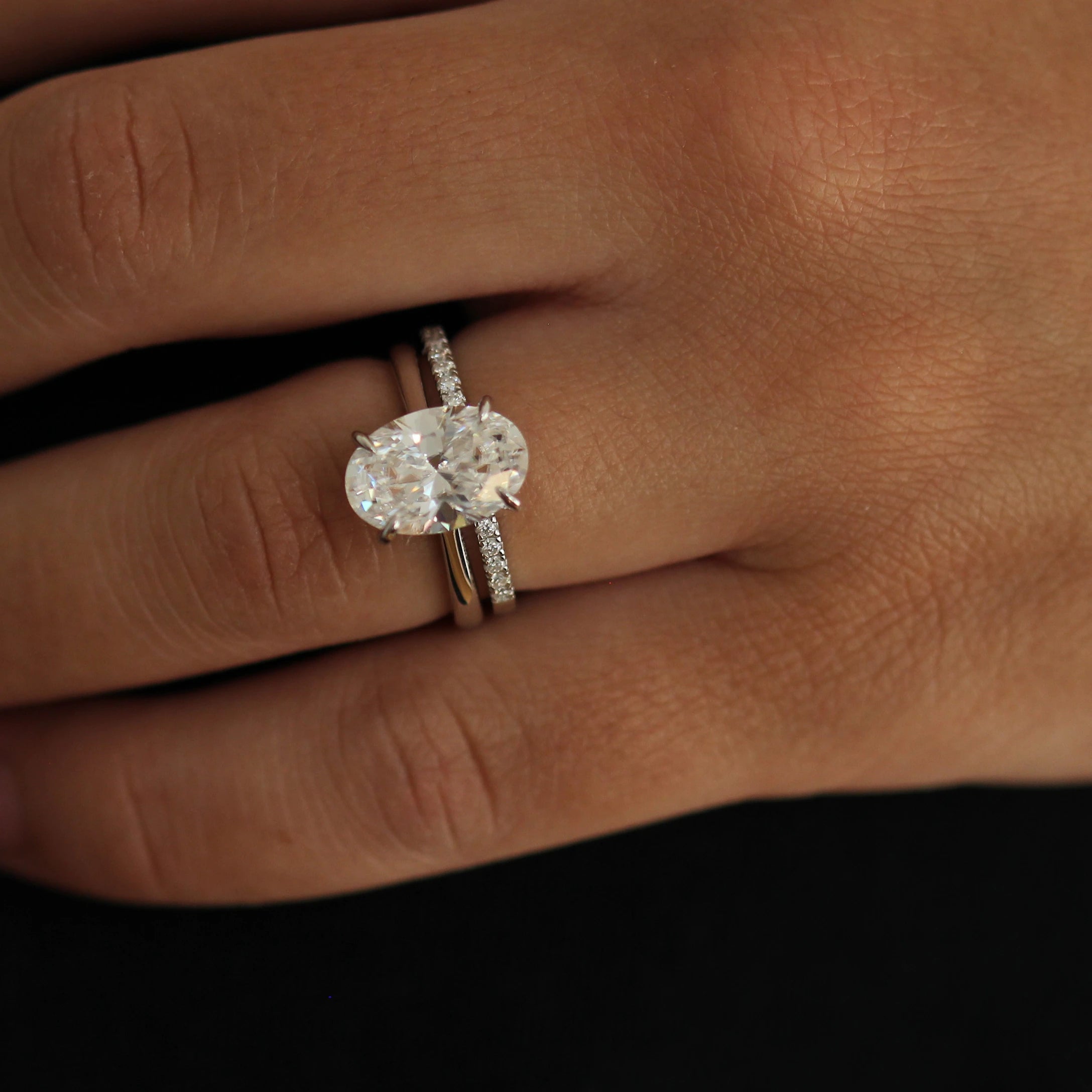 Silver moissanite half eternity ring