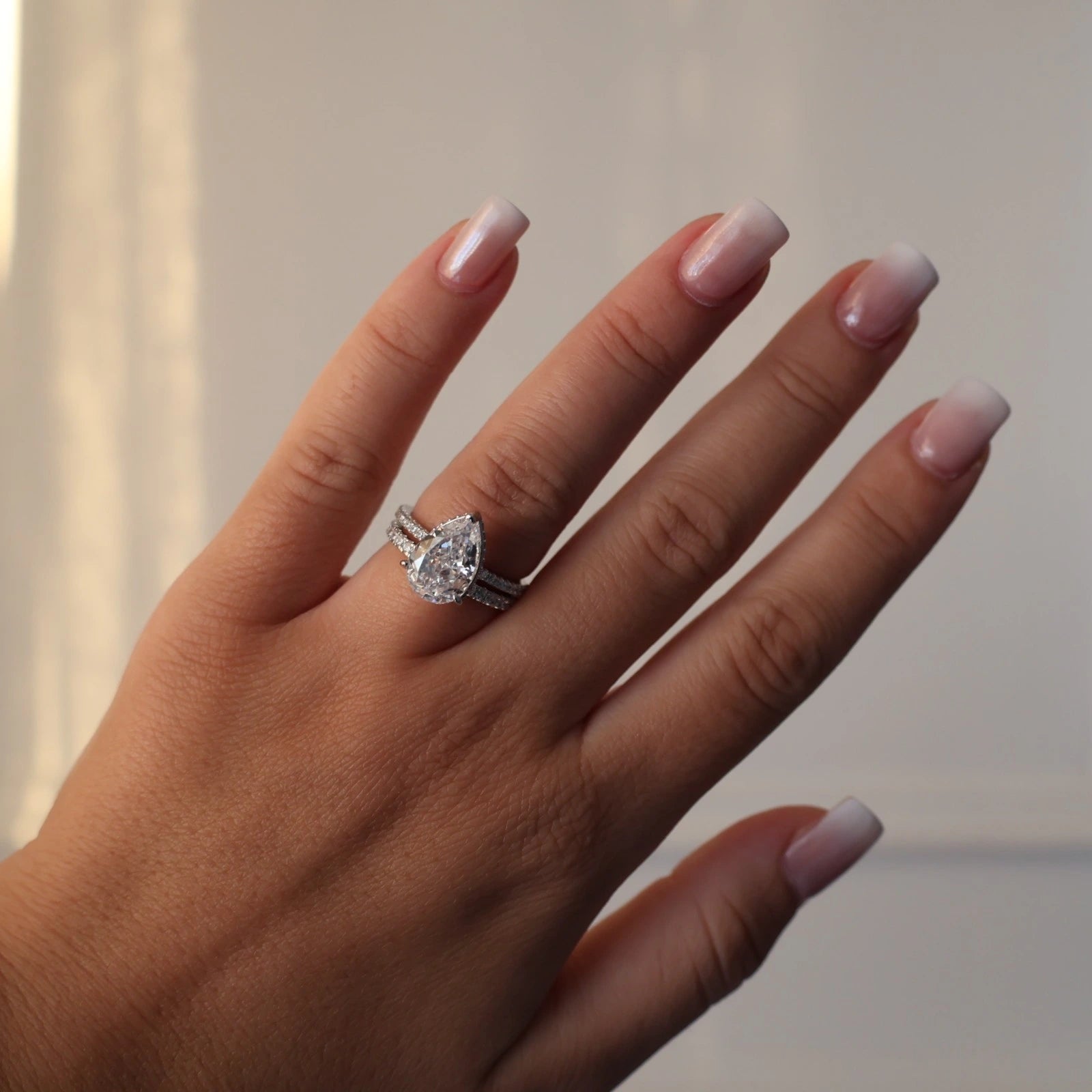 silver open band ring with pavé cubic zirconia stones
