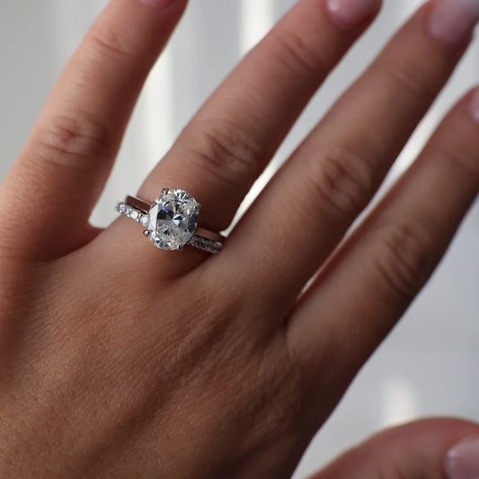 cubic zirconia oval ring 3ct silver solitaire