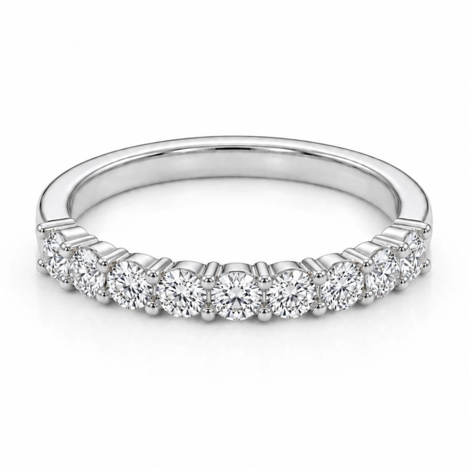 silver round floating wedding band