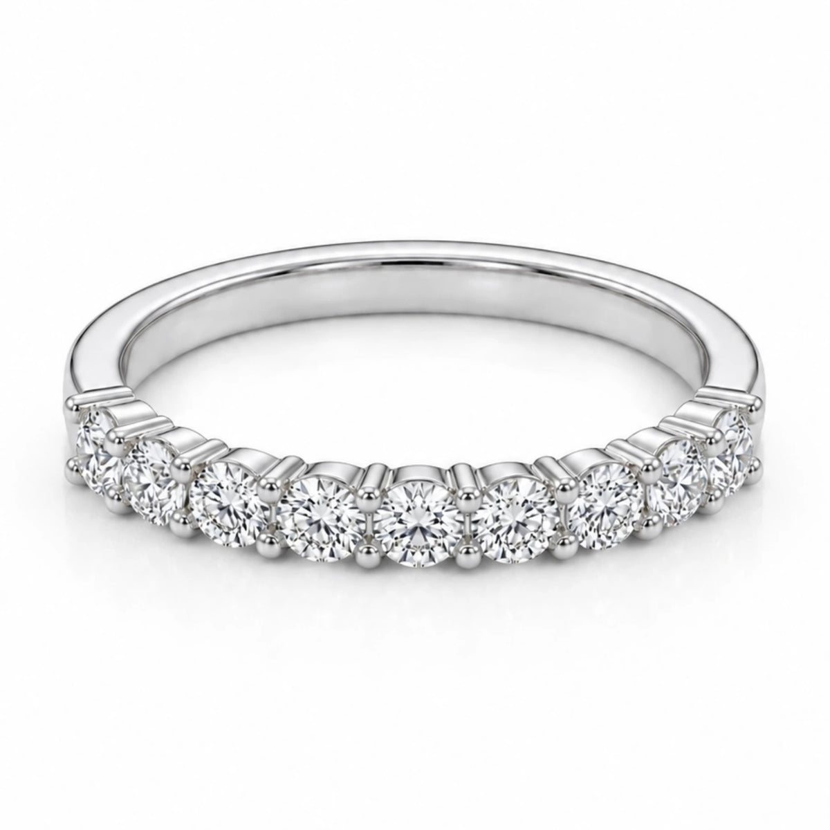 silver round floating wedding band