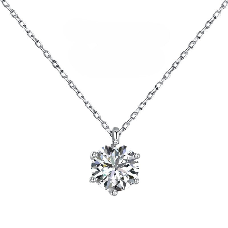 silver round pendant necklace 8.5mm centre stone
