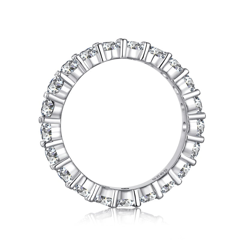 3mm silver round eternity wedding band