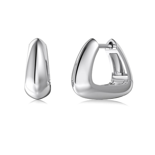 silver trapeze huggie earrings