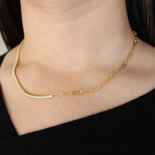 Gold tennis necklace